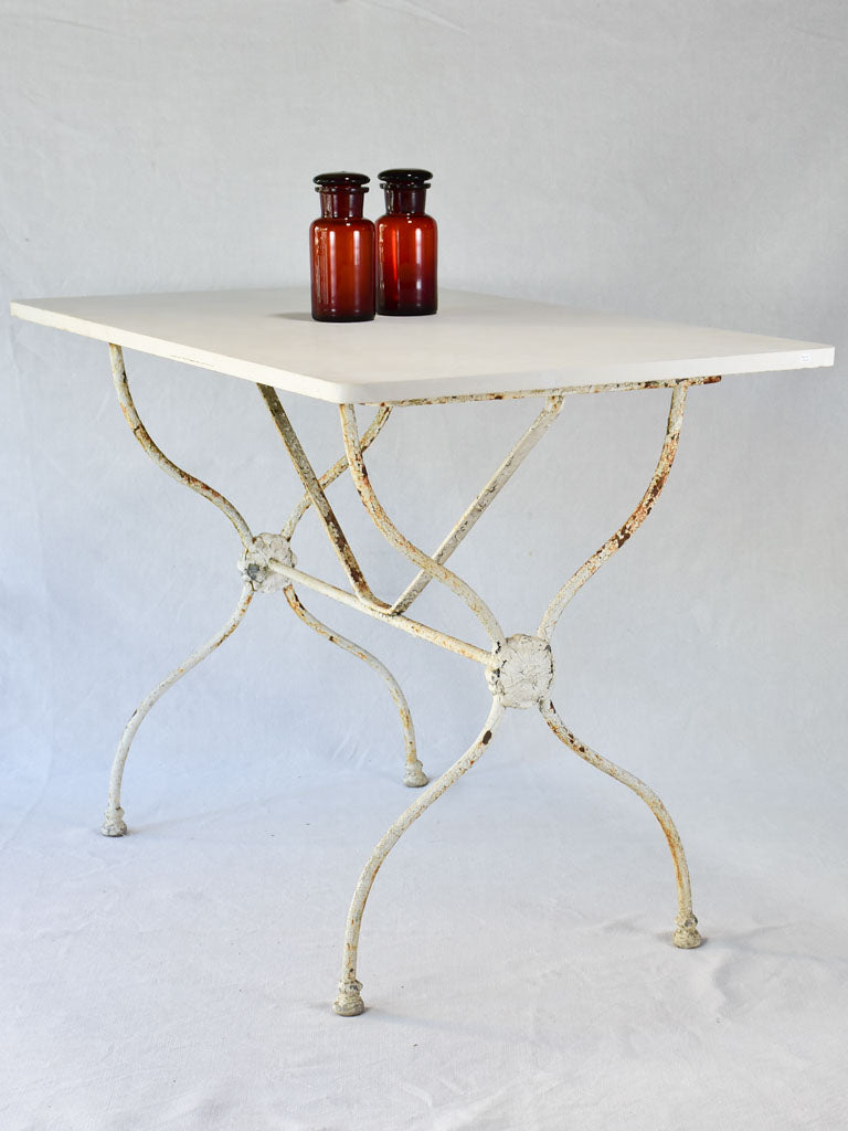 Rectangular French garden table with stone top