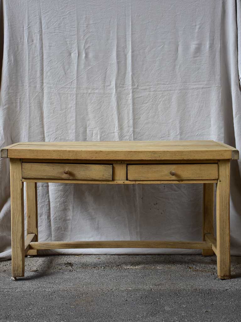 Antique French butchers table with two drawers 50¾" x 27½"