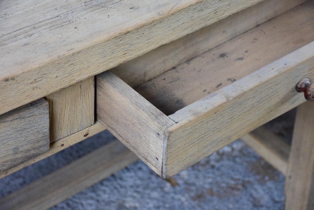Antique French butchers table with two drawers 50¾" x 27½"