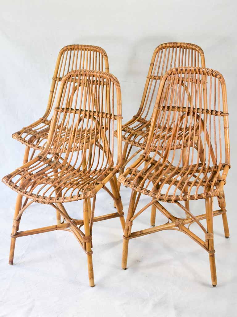 Set of four rattan chairs from the 1960s