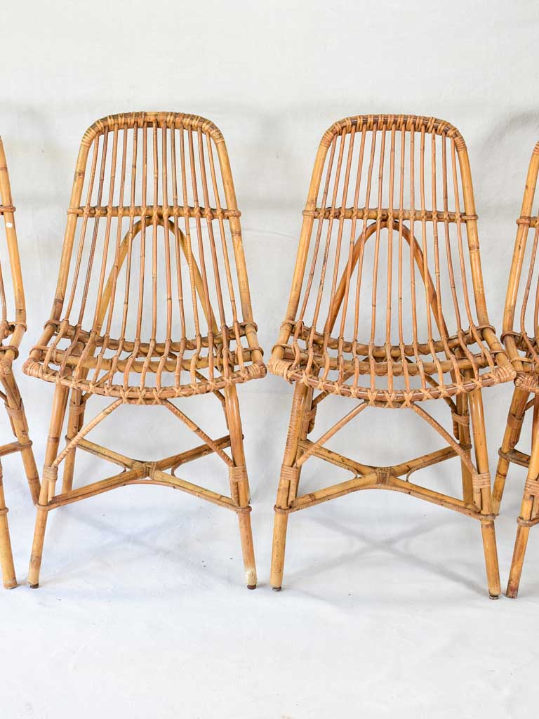 Set of four rattan chairs from the 1960s
