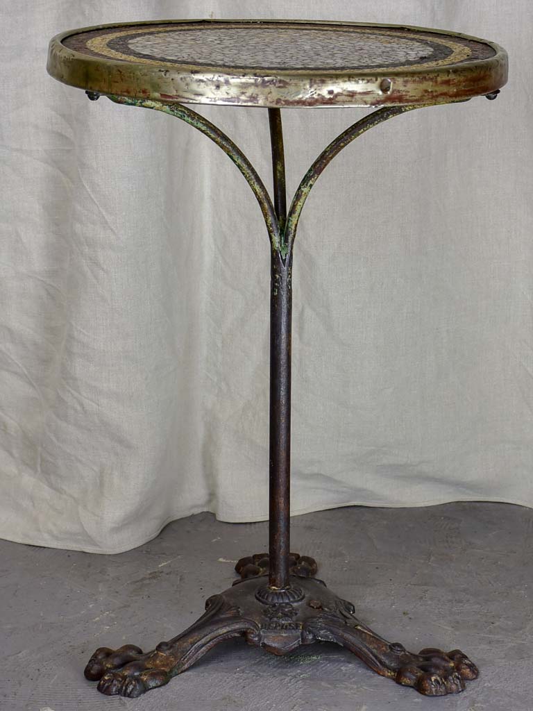 Antique French bistro table with claw feet and bistro top
