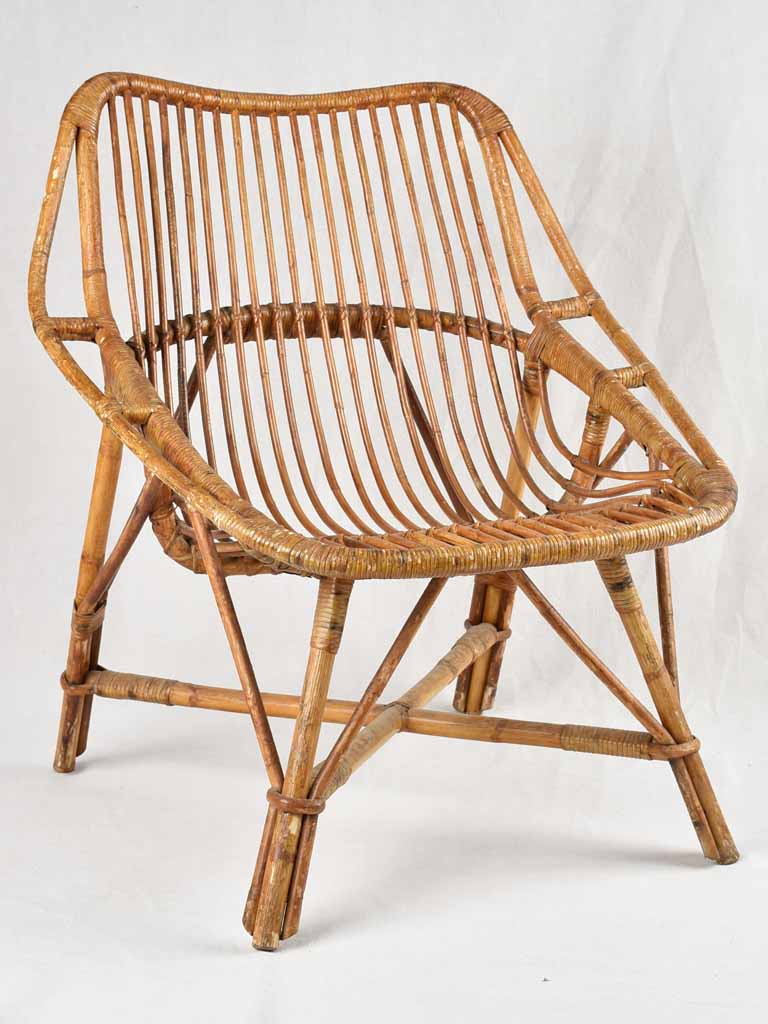 Pair of vintage French rattan armchairs