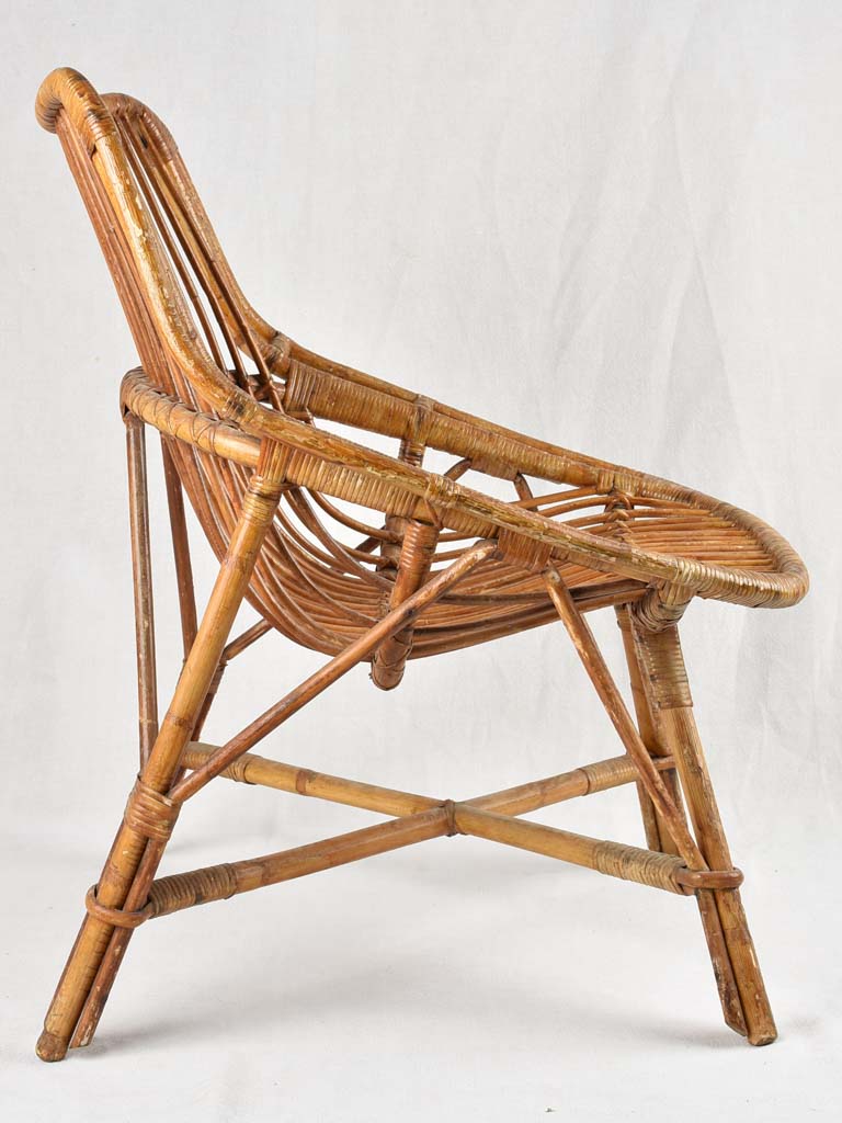 Pair of vintage French rattan armchairs