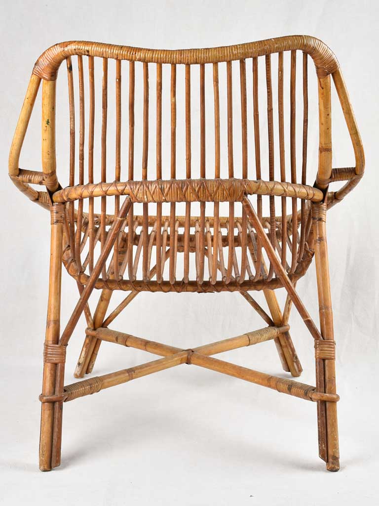 Pair of vintage French rattan armchairs