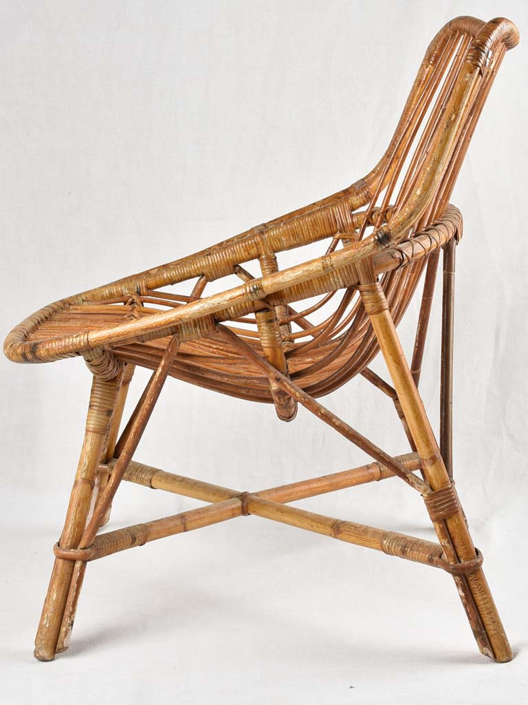 Pair of vintage French rattan armchairs