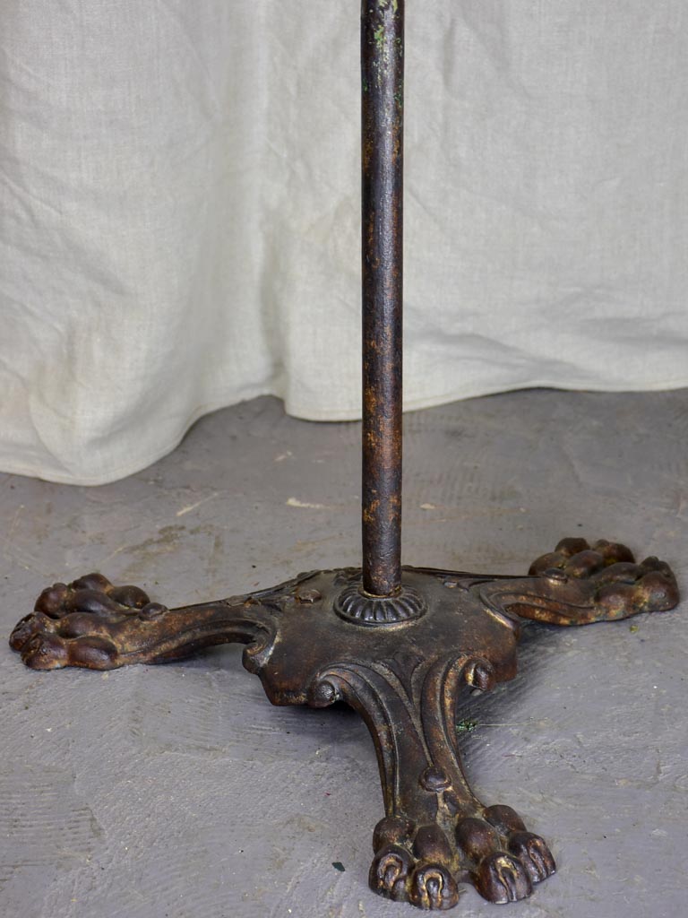 Antique French bistro table with claw feet and bistro top