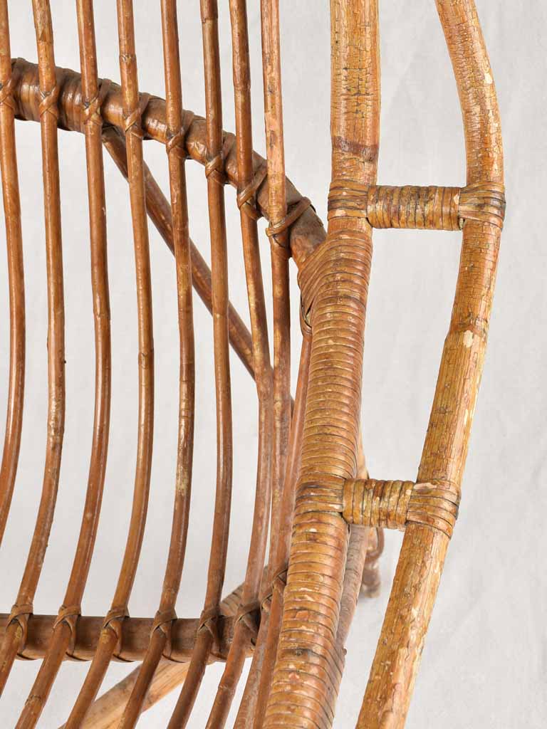 Pair of vintage French rattan armchairs
