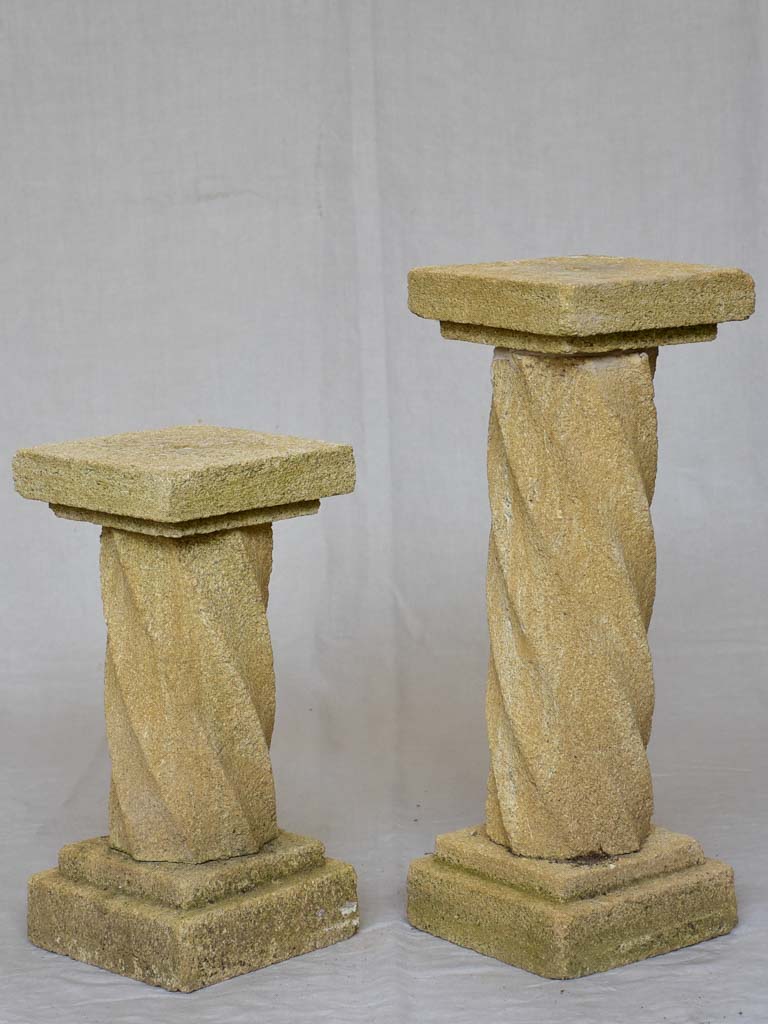 Vintage French Twisted Stone Columns