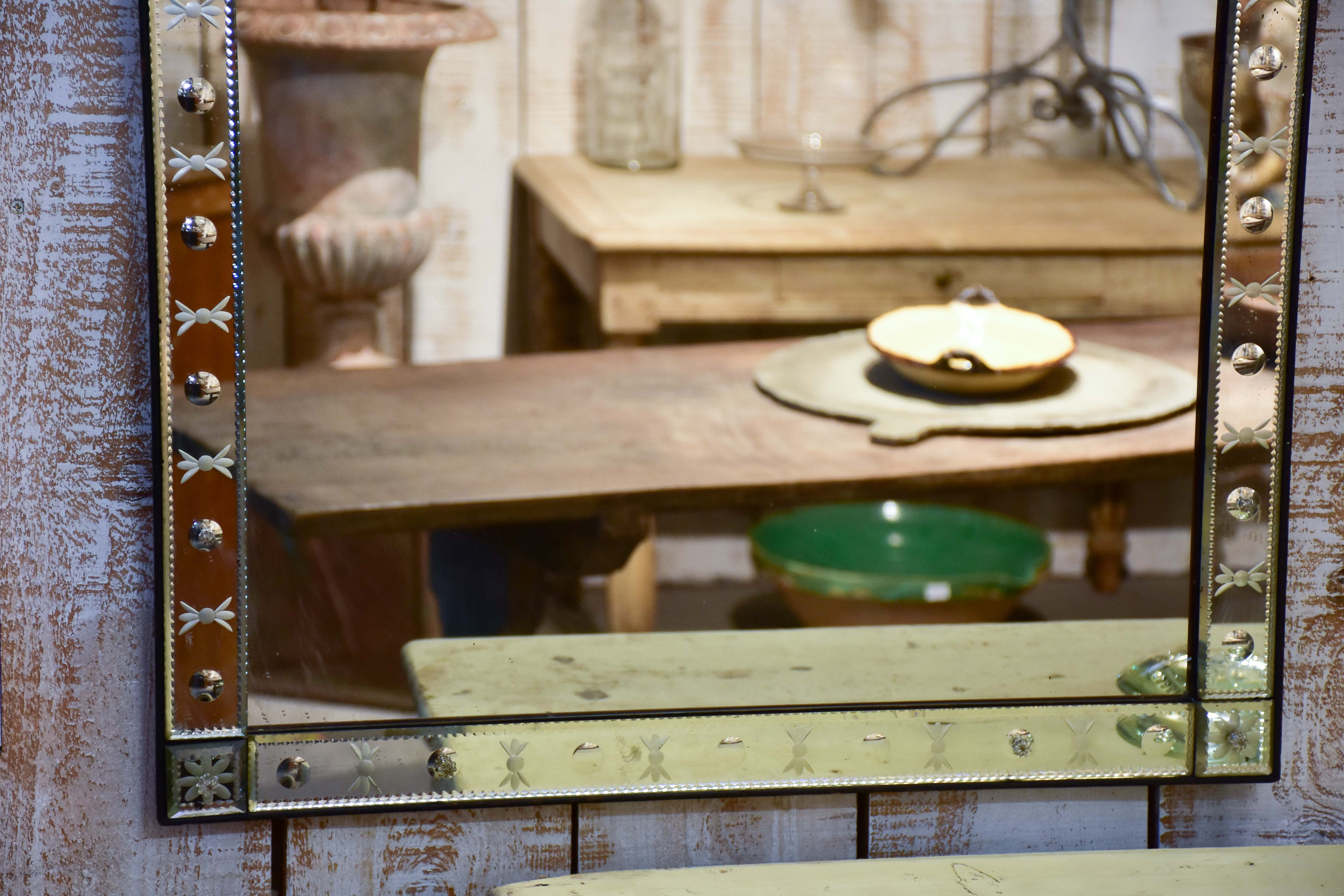 Large antique rectangular Venetian mirror