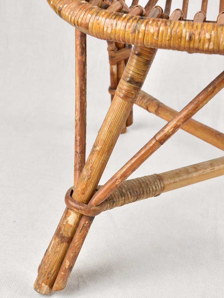 Pair of vintage French rattan armchairs