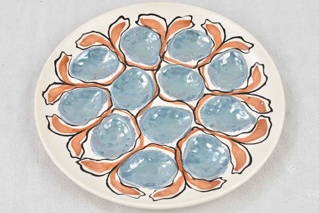 Set of 11+1 handpainted oyster plates - Calypso