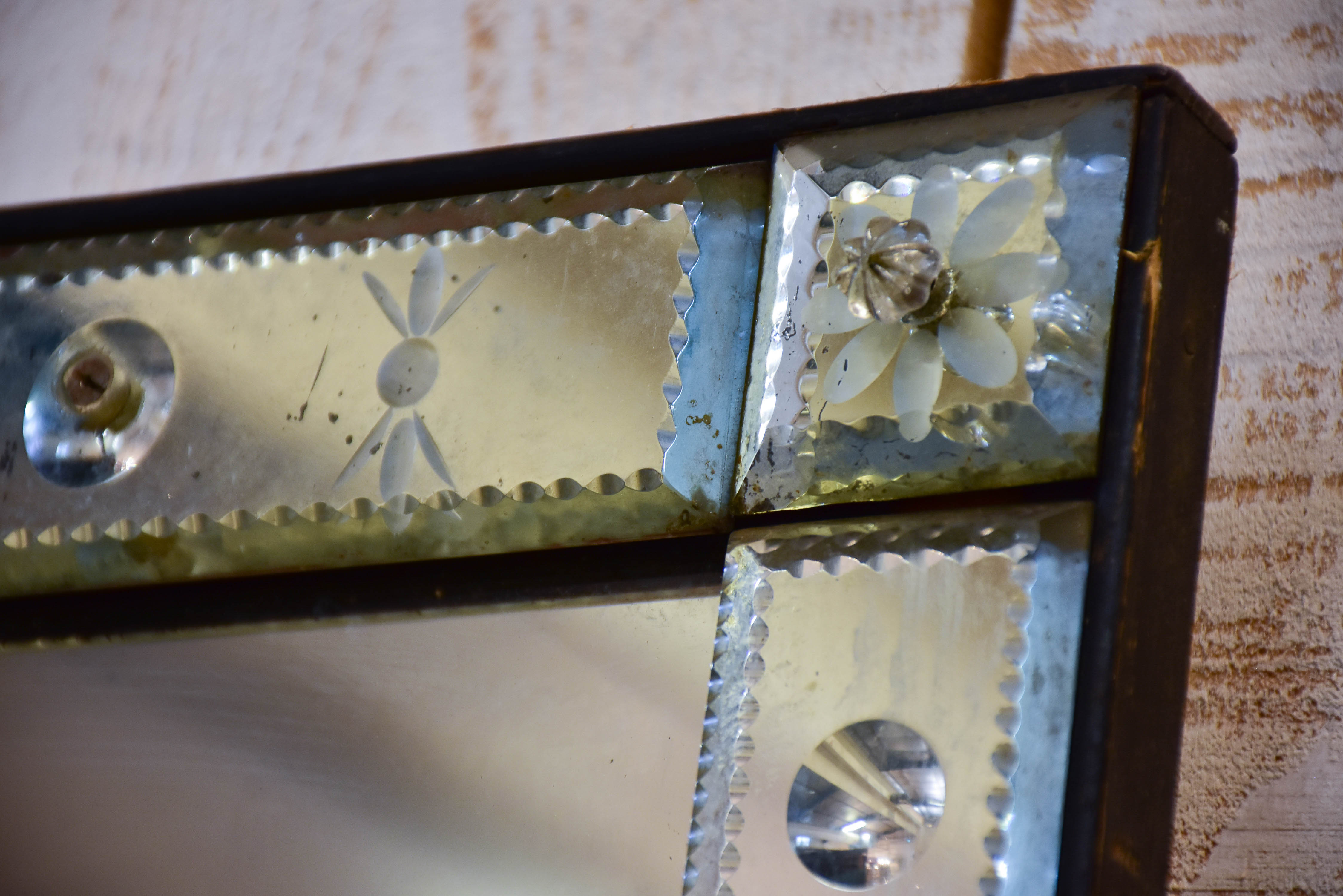 Large antique rectangular Venetian mirror