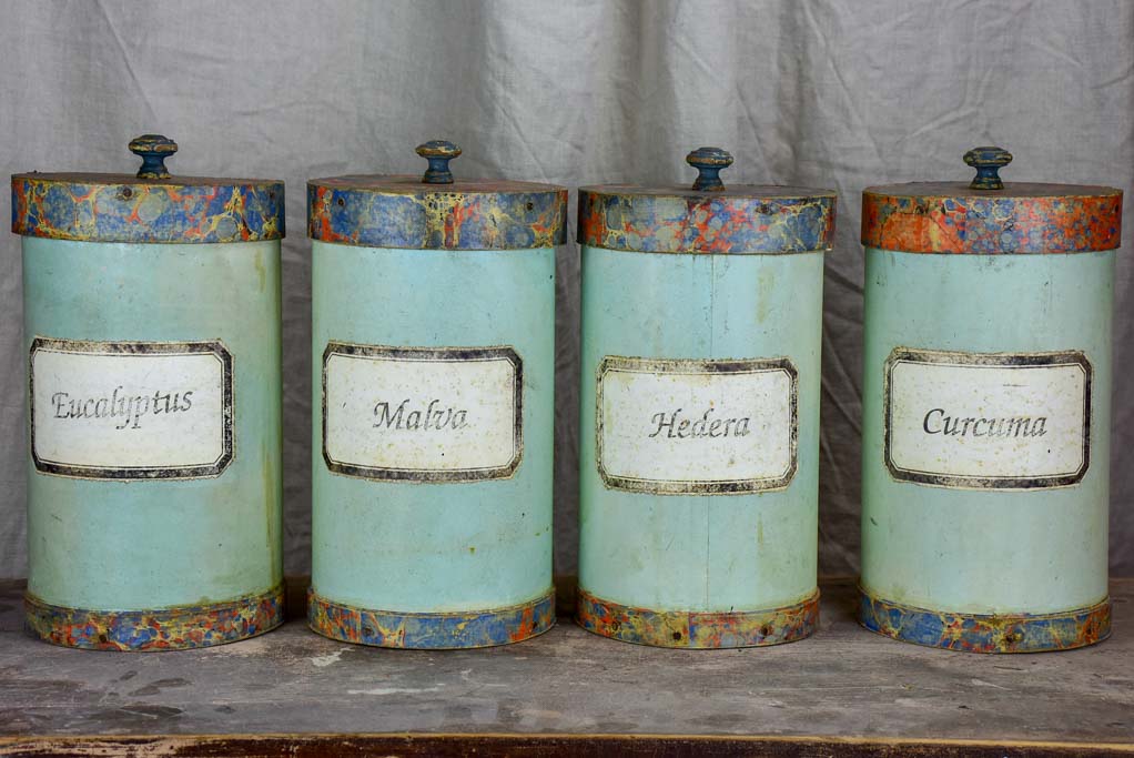 Four antique Italian Pharmacy canisters
