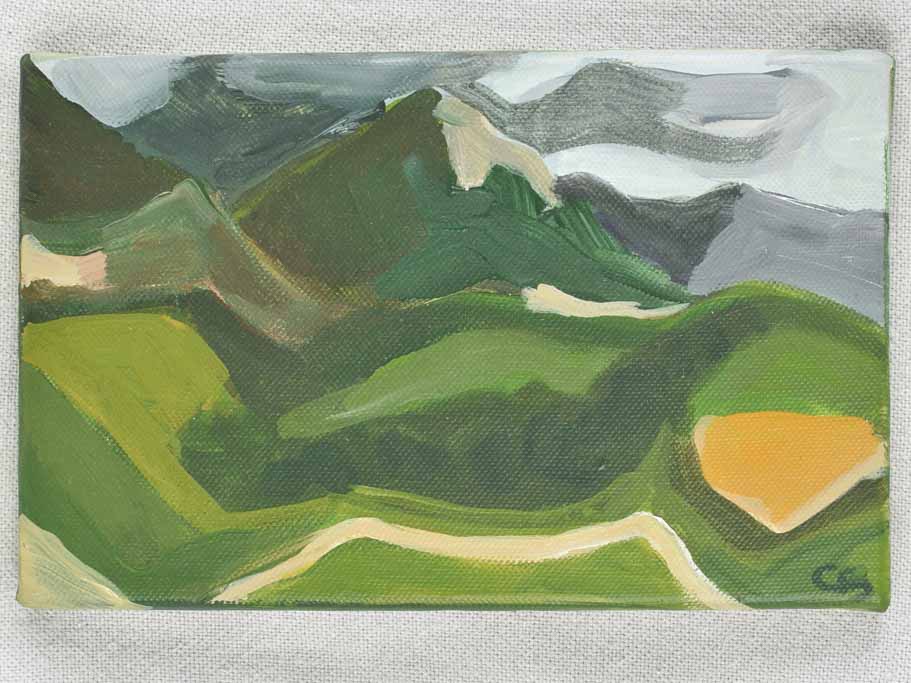 Contemporary Miniature landscape w/ Mont Ventoux - Caroline Beauzon 5½" x 8¾"