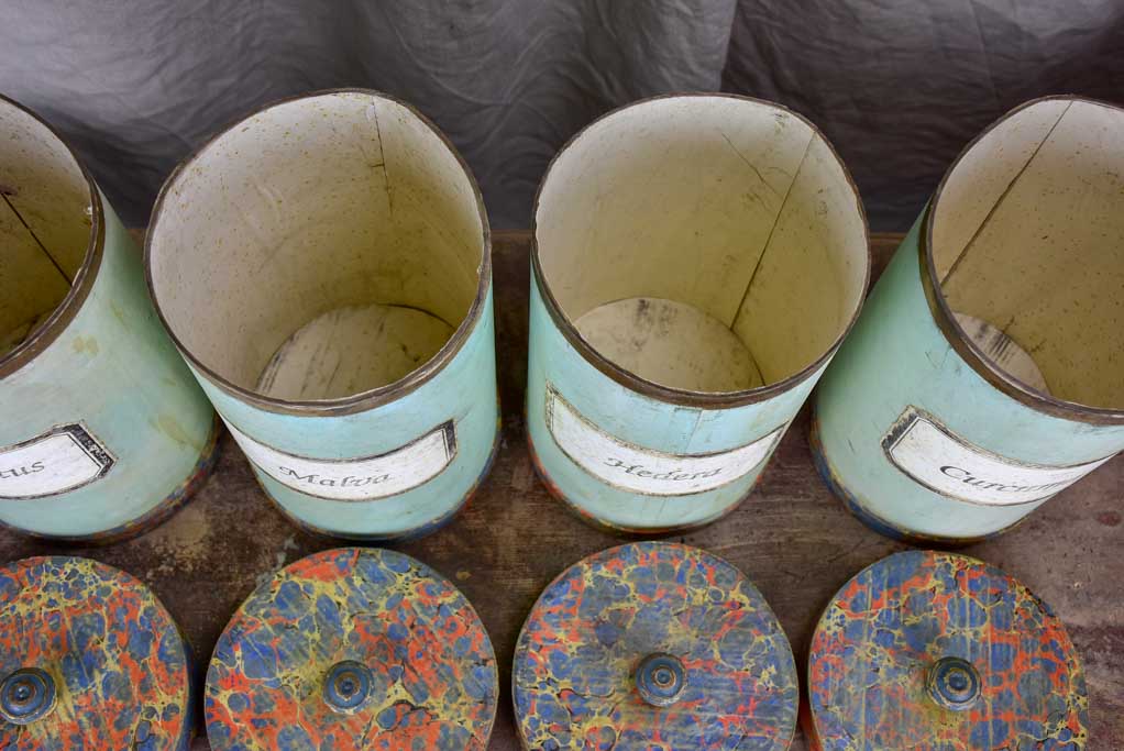 Four antique Italian Pharmacy canisters