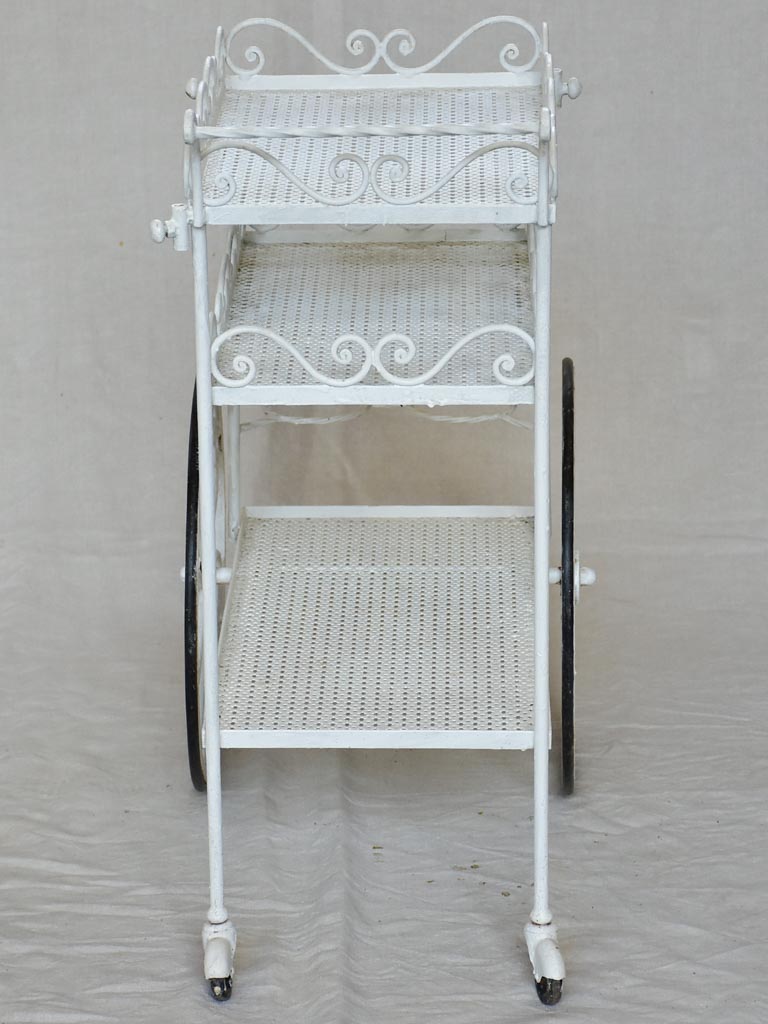 Decorative three tier mid century French bar cart - white