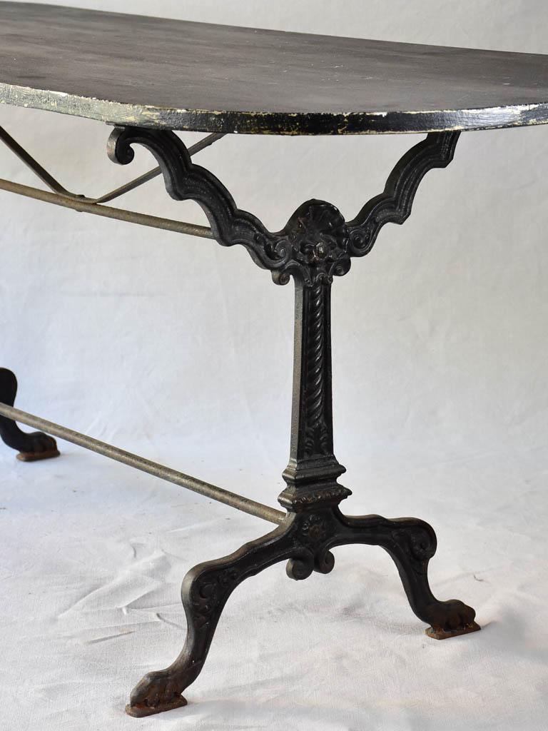 Vintage French oval table with cast-iron base 70¾" x 26¾"