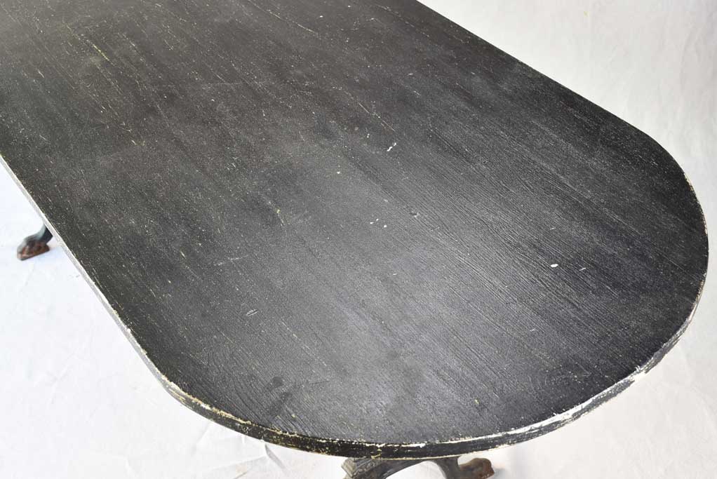 Vintage French oval table with cast-iron base 70¾" x 26¾"