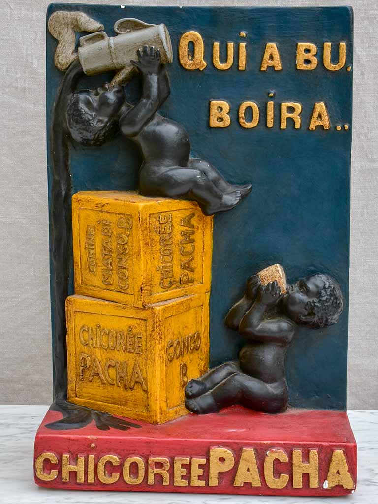 1930's Chicory Pacha advertising plaster sculpture