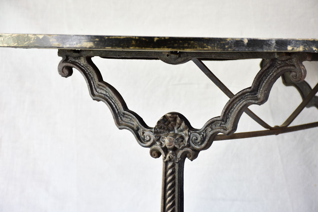 Vintage French oval table with cast-iron base 70¾" x 26¾"