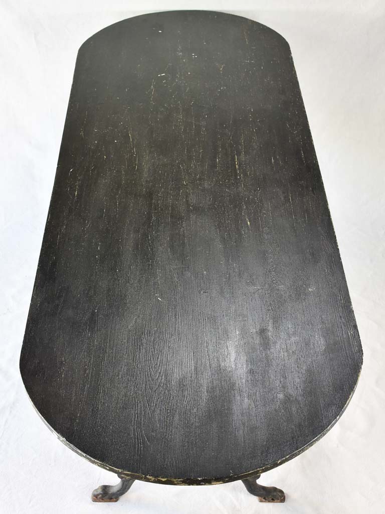 Vintage French oval table with cast-iron base 70¾" x 26¾"