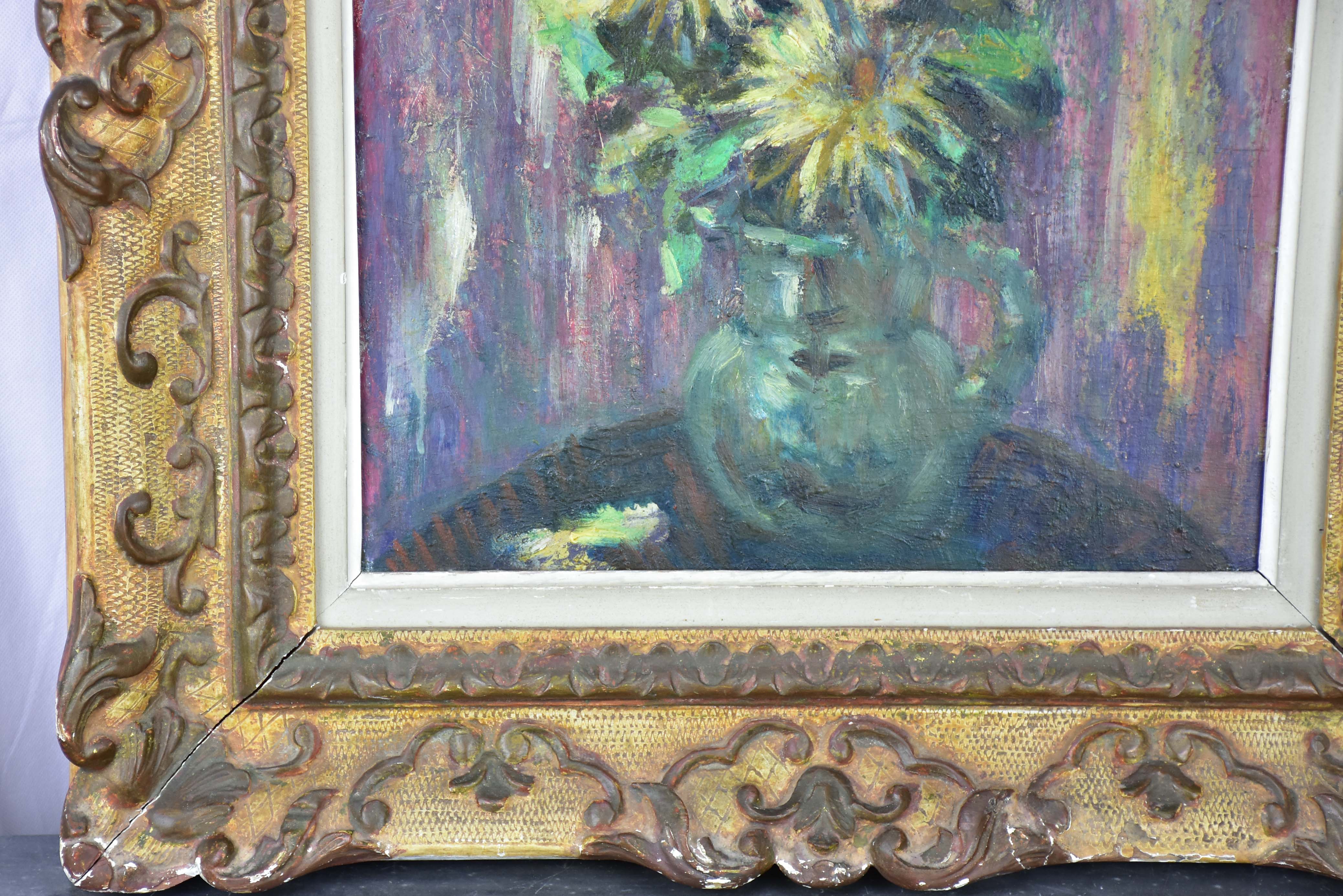 Antique French painting of a bouquet by Ludwig Klimek (1912-1992) 24” x 27 ¼''