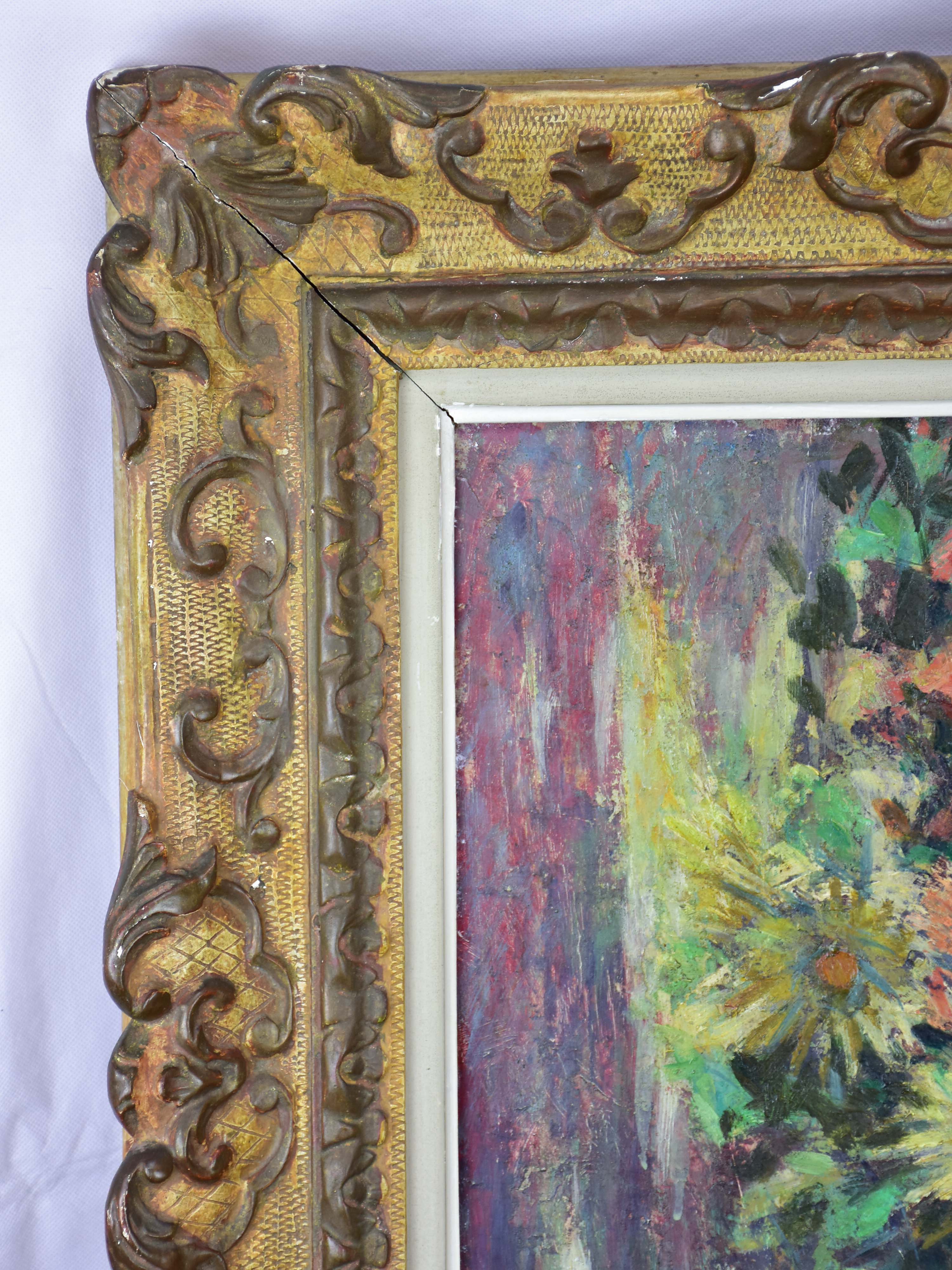 Antique French painting of a bouquet by Ludwig Klimek (1912-1992) 24” x 27 ¼''