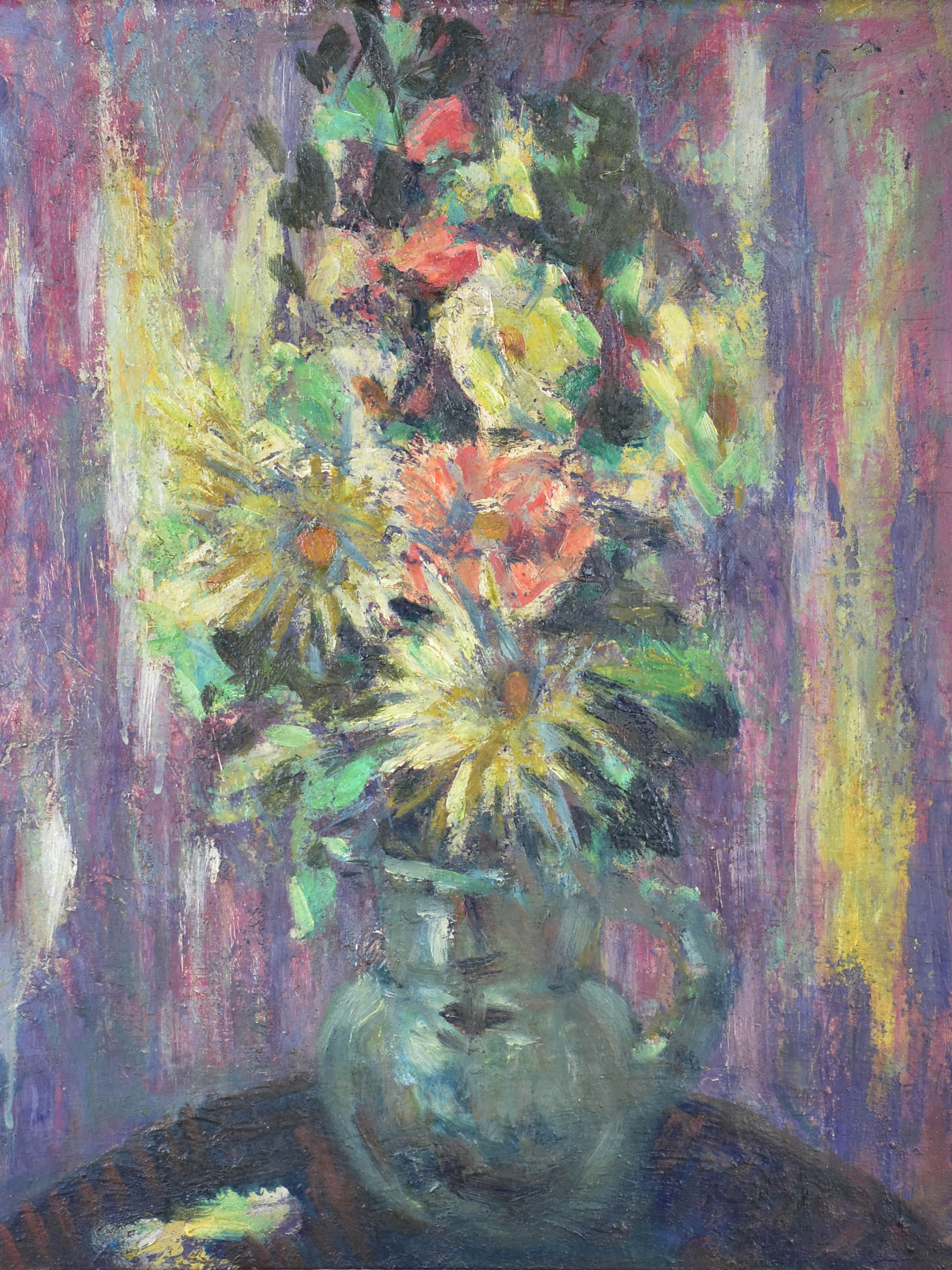 Antique French painting of a bouquet by Ludwig Klimek (1912-1992) 24” x 27 ¼''