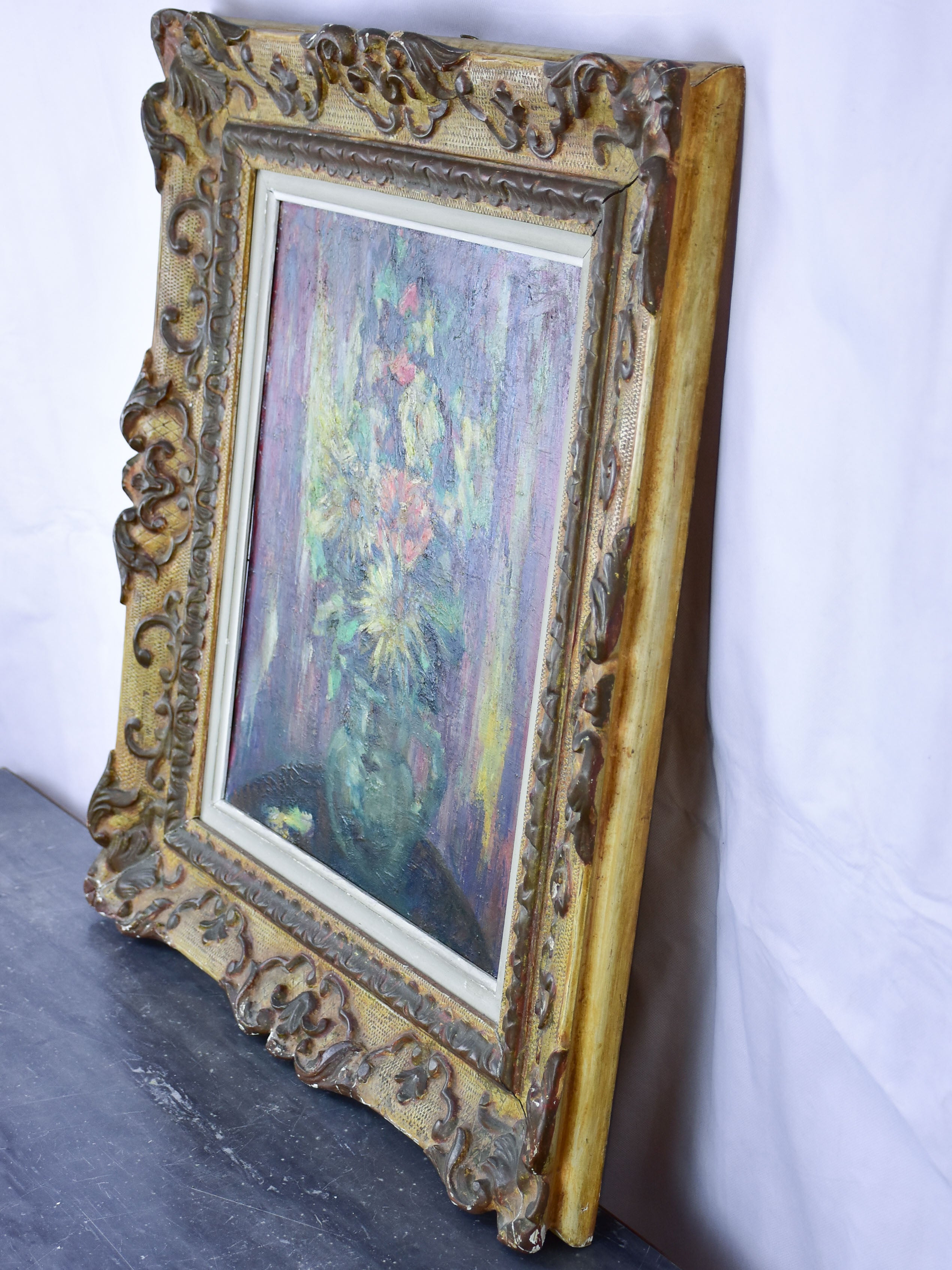 Antique French painting of a bouquet by Ludwig Klimek (1912-1992) 24” x 27 ¼''