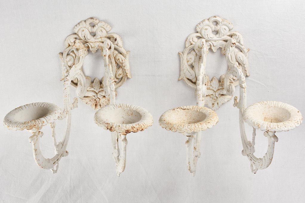 Pair of cast iron wall sconces for candles 21¾"
