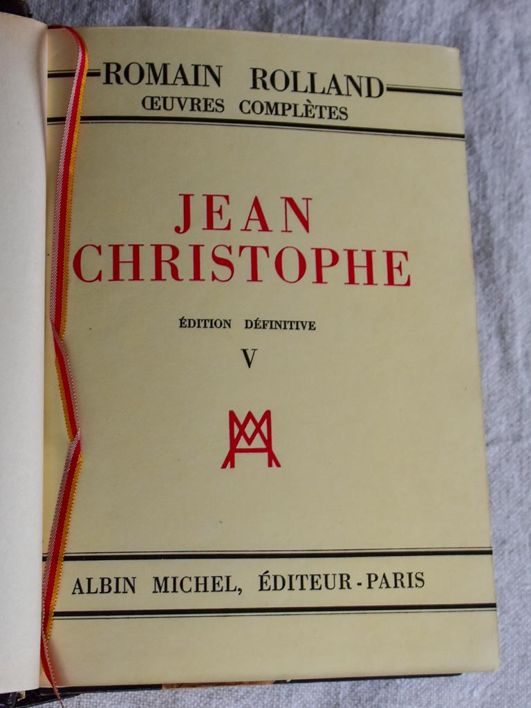 Five antique French leatherbound books - 5 volumes R. Rolland Jean Christophe