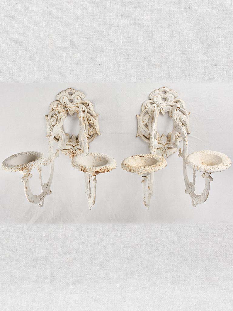 Pair of cast iron wall sconces for candles 21¾"