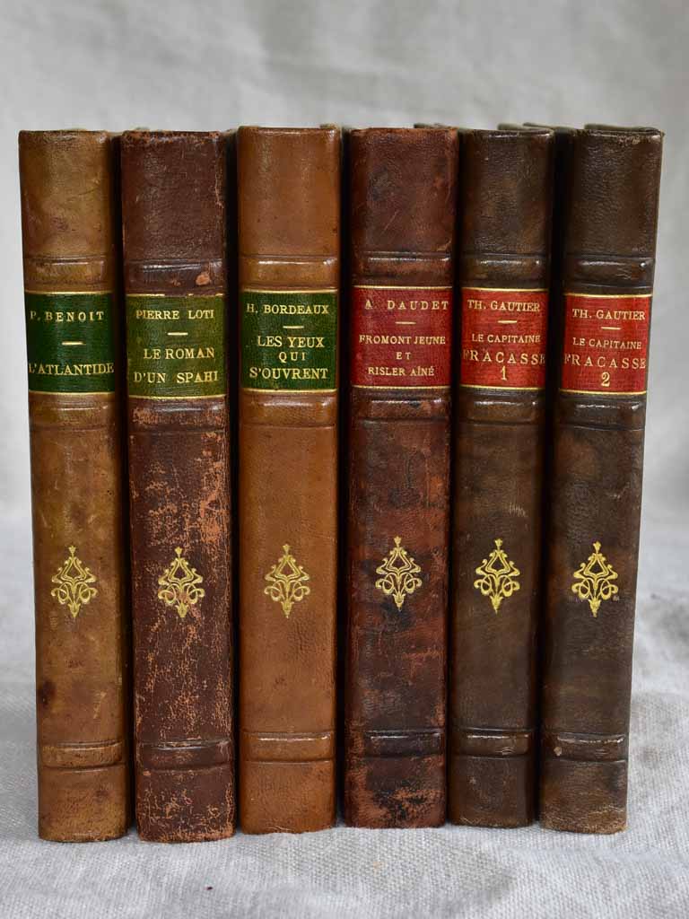 Six antique French leather bound books