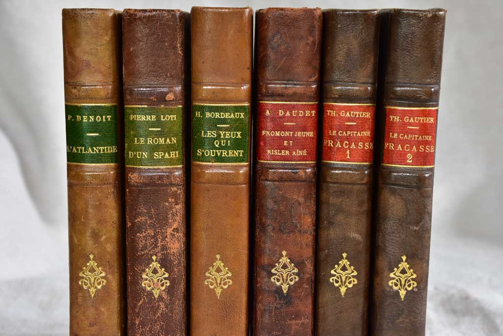 Six antique French leather bound books