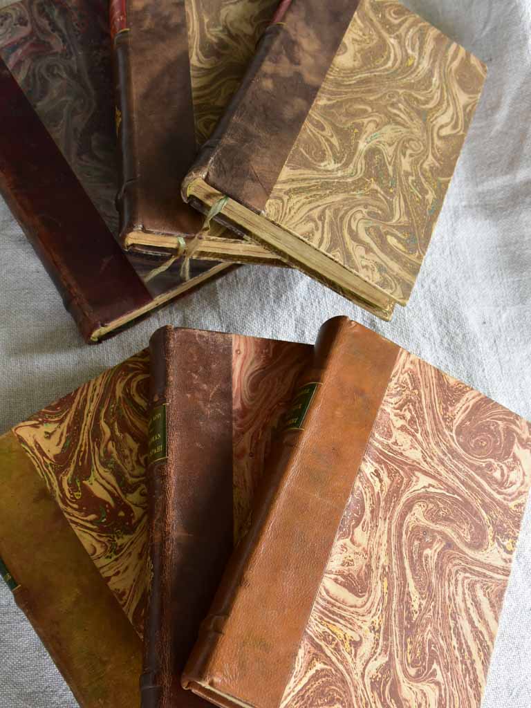 Six antique French leather bound books