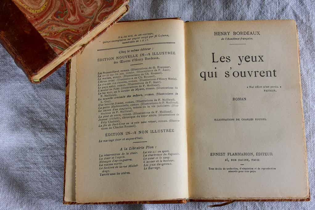 Six antique French leather bound books