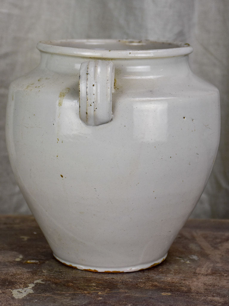 Antique French preserving pot glazed white