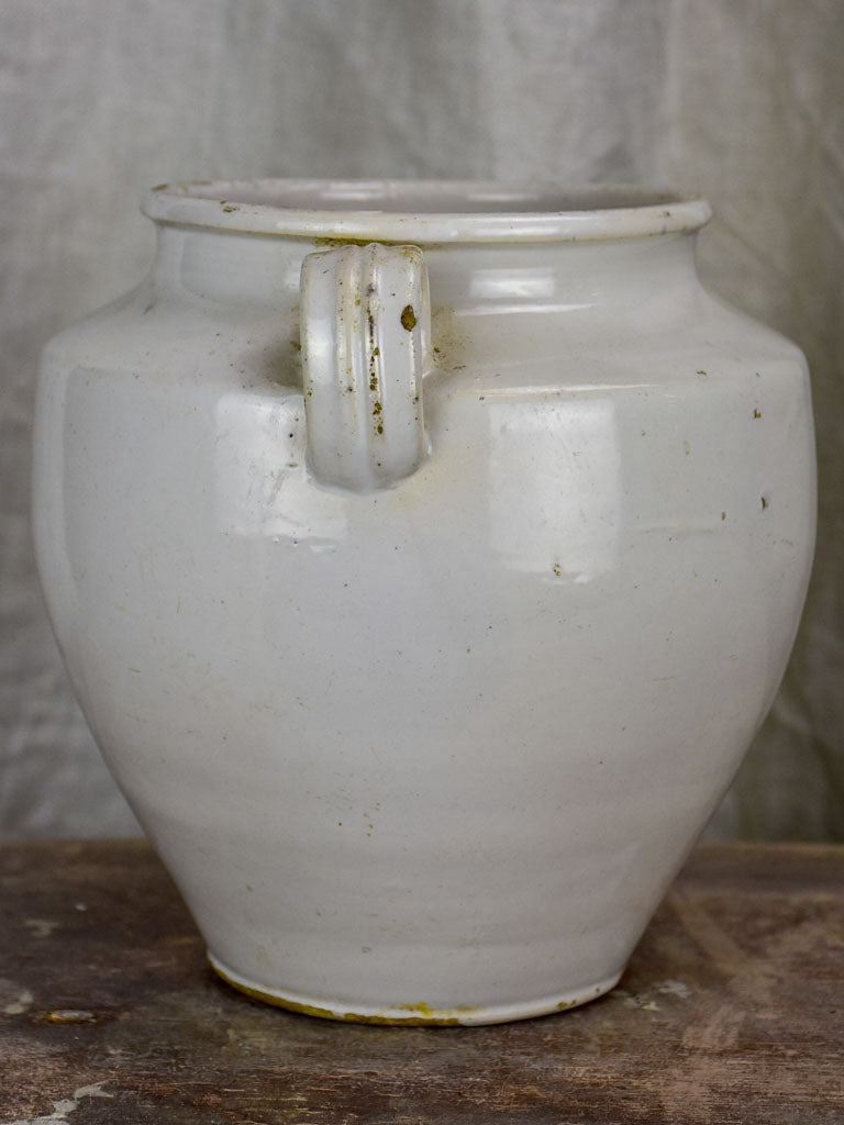 Antique French preserving pot glazed white