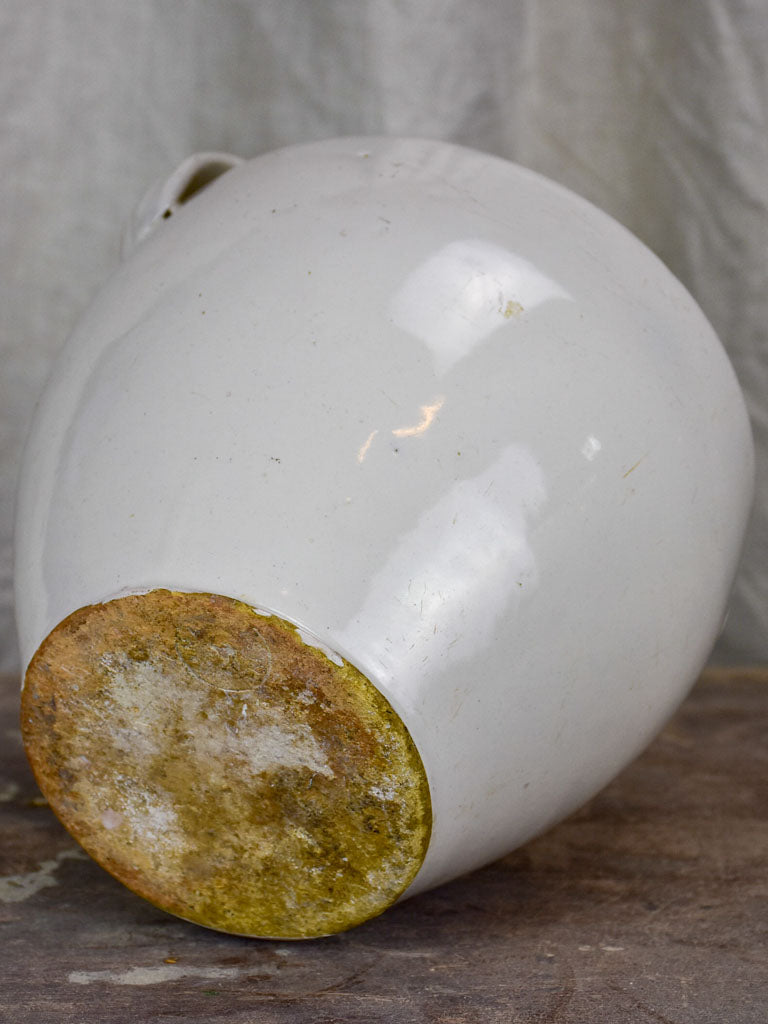 Antique French preserving pot glazed white