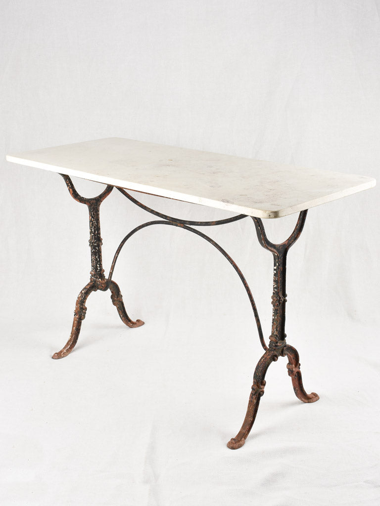 Rectangular garden table with cast iron base & stone top 19¾" x 45¼"
