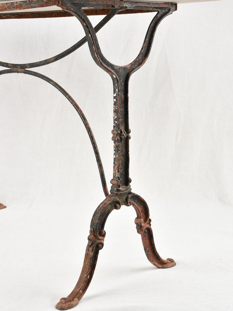 Rectangular garden table with cast iron base & stone top 19¾" x 45¼"