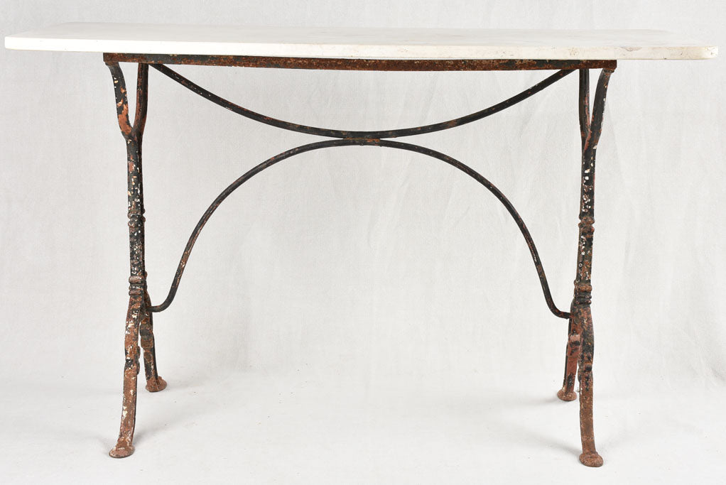 Rectangular garden table with cast iron base & stone top 19¾" x 45¼"