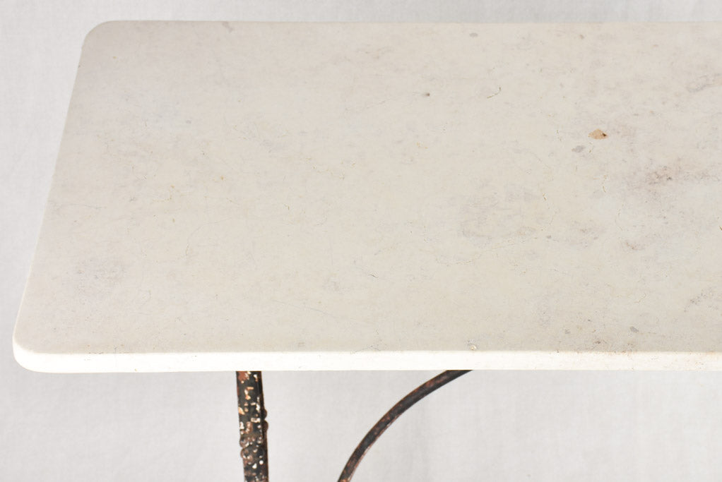 Rectangular garden table with cast iron base & stone top 19¾" x 45¼"