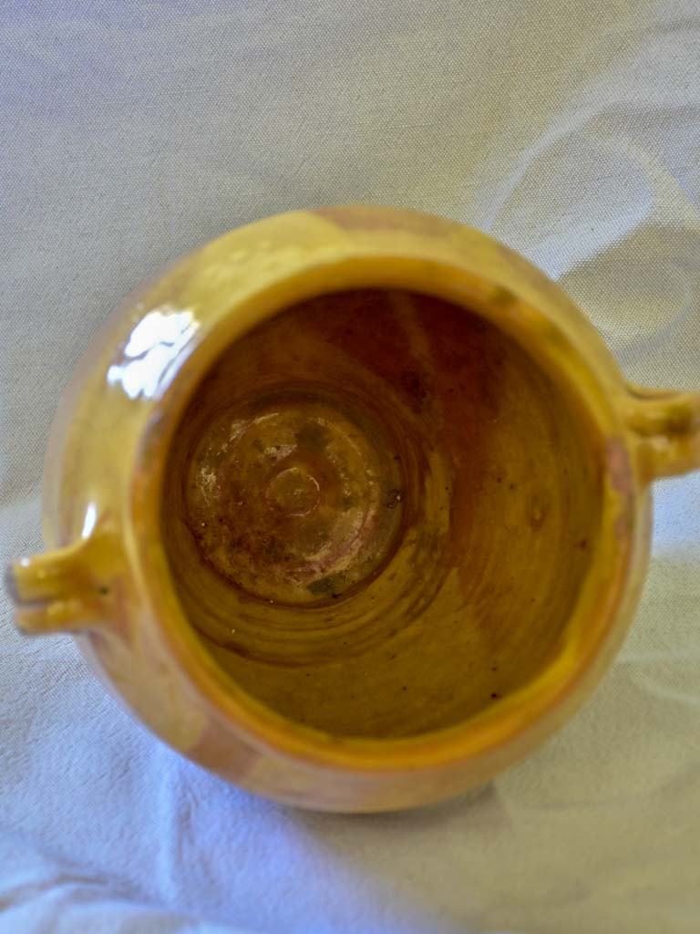 Antique French confit pot with blush apricot glaze 8¼"