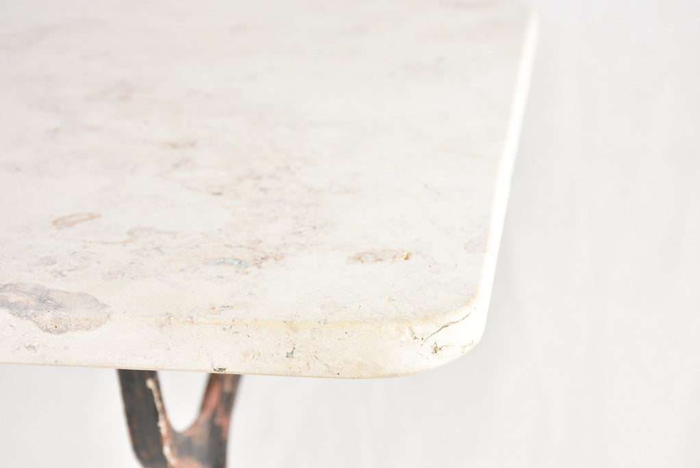 Rectangular garden table with cast iron base & stone top 19¾" x 45¼"