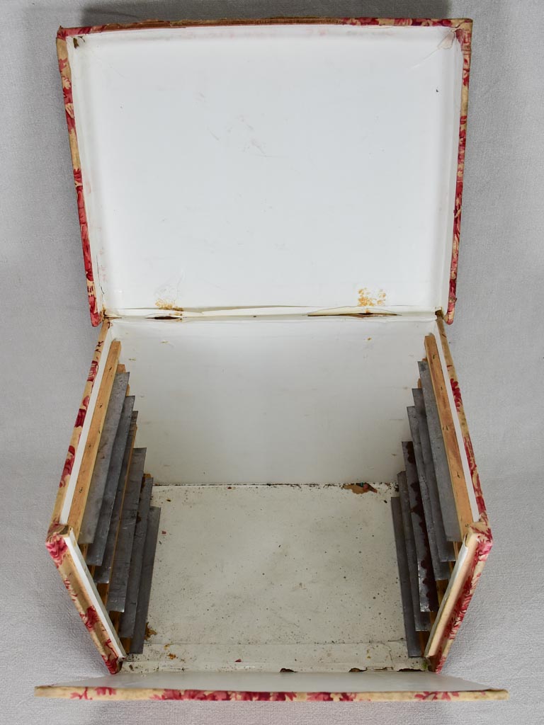 Large 19th-century French document box covered in toile de jouy