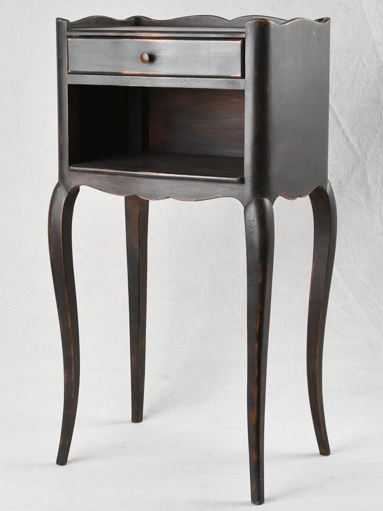 Louis XV style nightstand with black paint finish