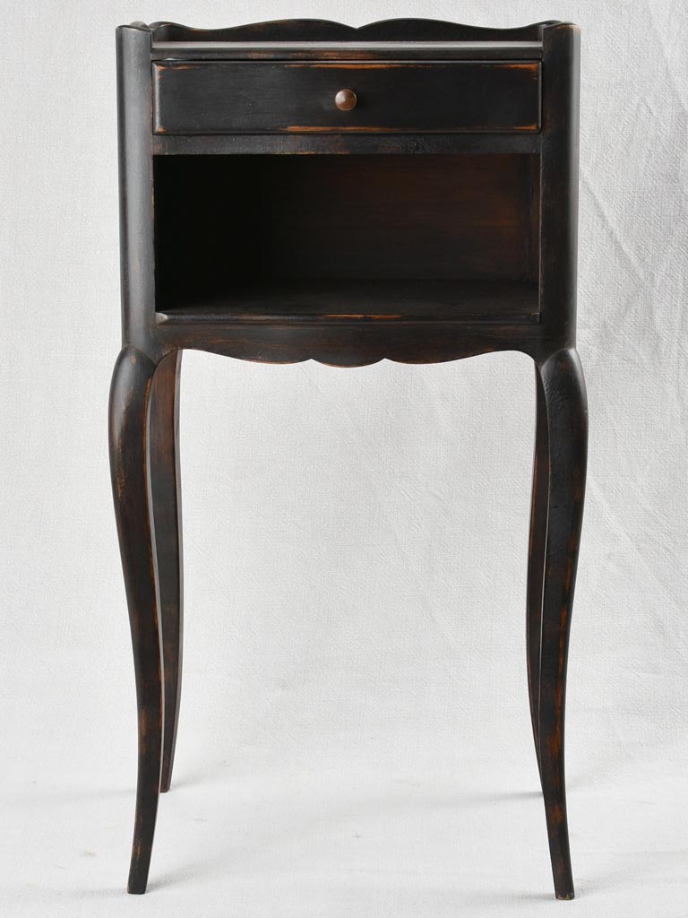 Louis XV style nightstand with black paint finish