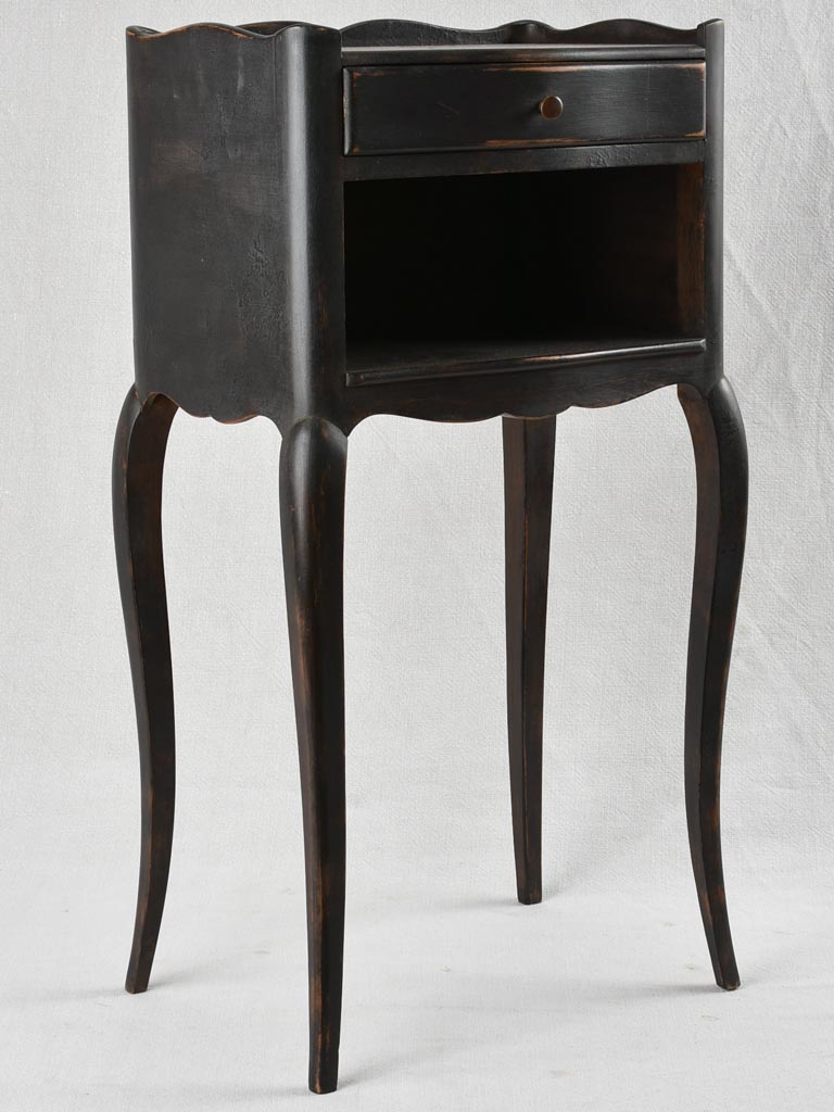 Louis XV style nightstand with black paint finish
